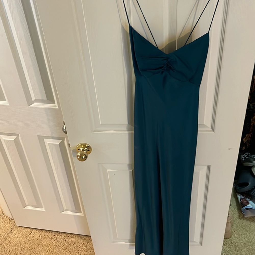 Teal Silk Spaghetti Strap Dress - Anthropologie- Worn Once